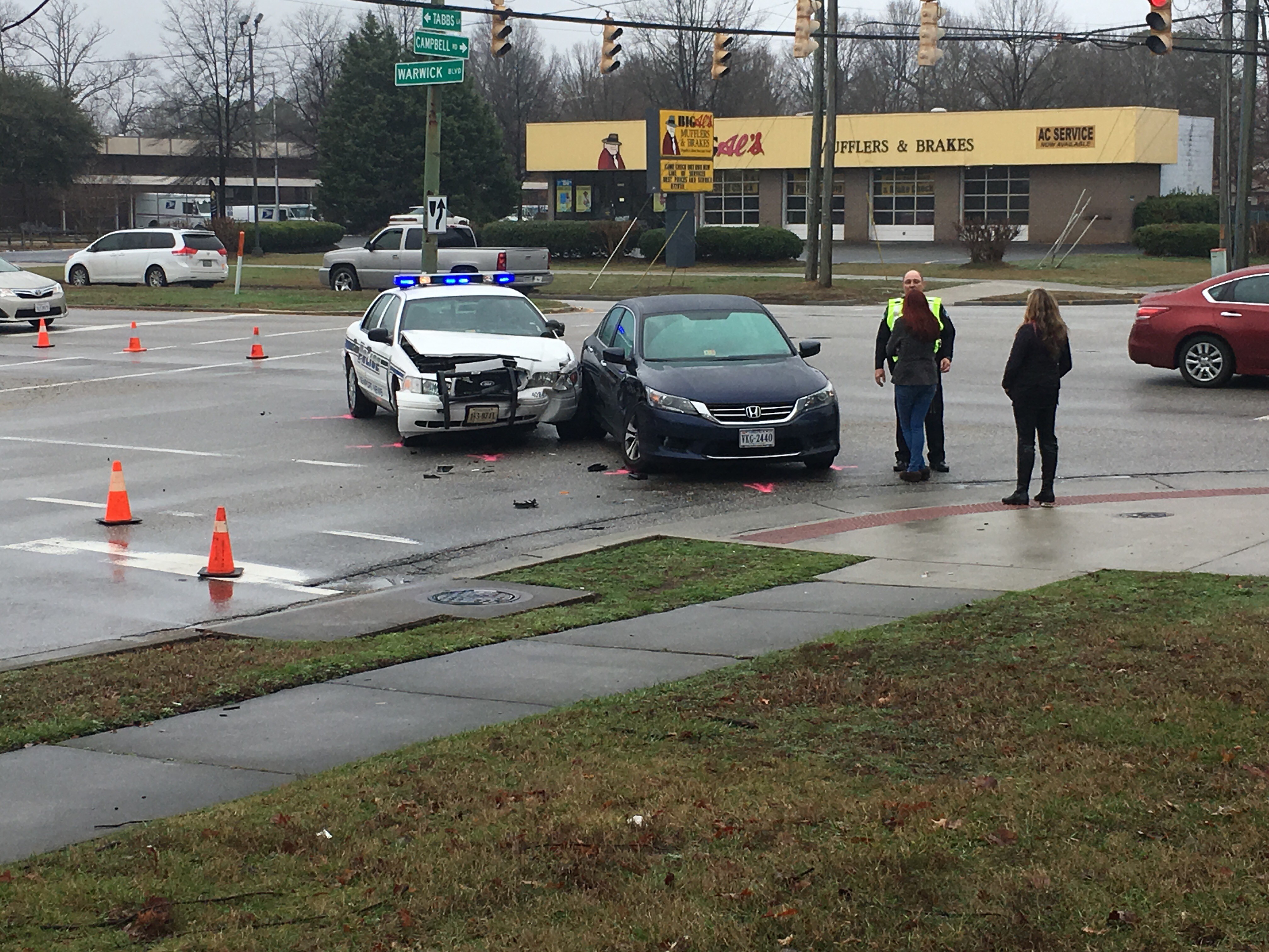 Newport News officer involved in car accident while responding to call